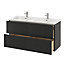 GoodHome Imandra Matt Black Wall-mounted Bathroom Cabinet (H) 600mm (W) 1200mm