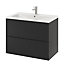 GoodHome Imandra Matt Black Wall-mounted Bathroom Cabinet (H)60cm (W)80cm