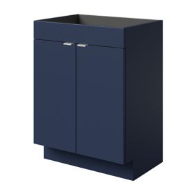GoodHome Imandra Matt Blue 2 door Freestanding Bathroom Basin Cabinet (W)600mm (H)820mm