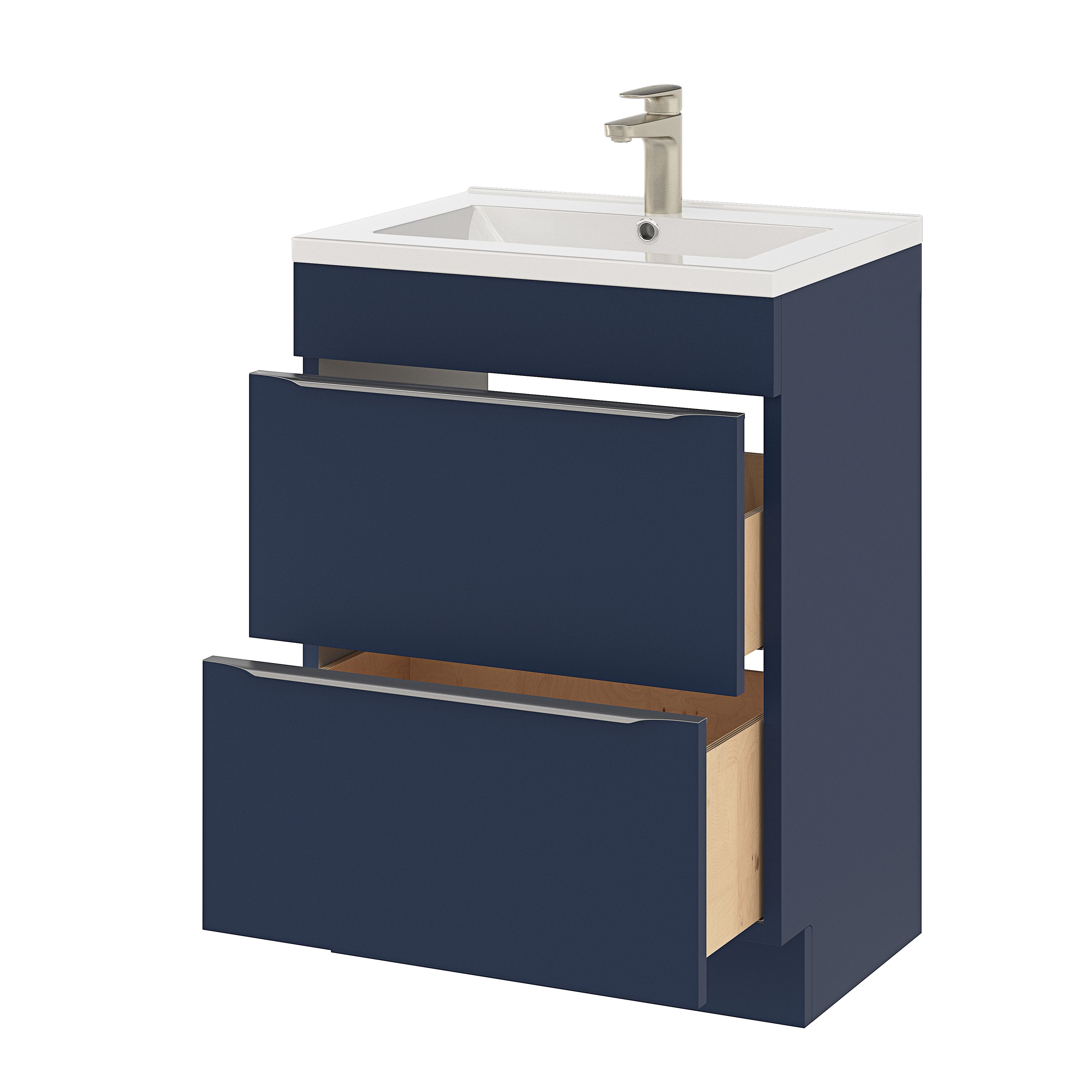 GoodHome Imandra Matt Blue Freestanding Bathroom Cabinet (H) 820mm (W) 600mm