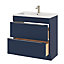 GoodHome Imandra Matt Blue Freestanding Bathroom Cabinet (H) 820mm (W) 800mm