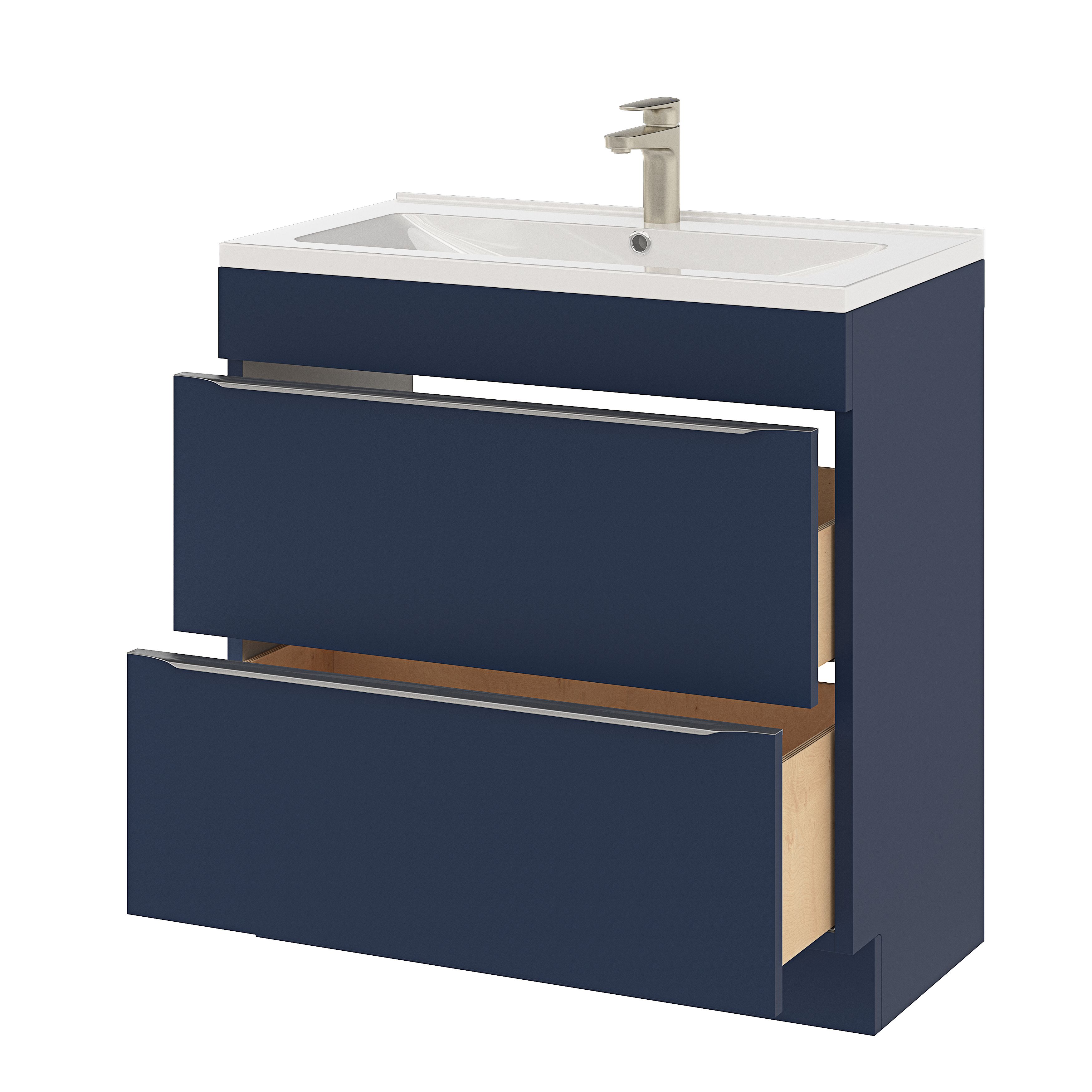 GoodHome Imandra Matt Blue Freestanding Bathroom Cabinet (H) 820mm (W) 800mm