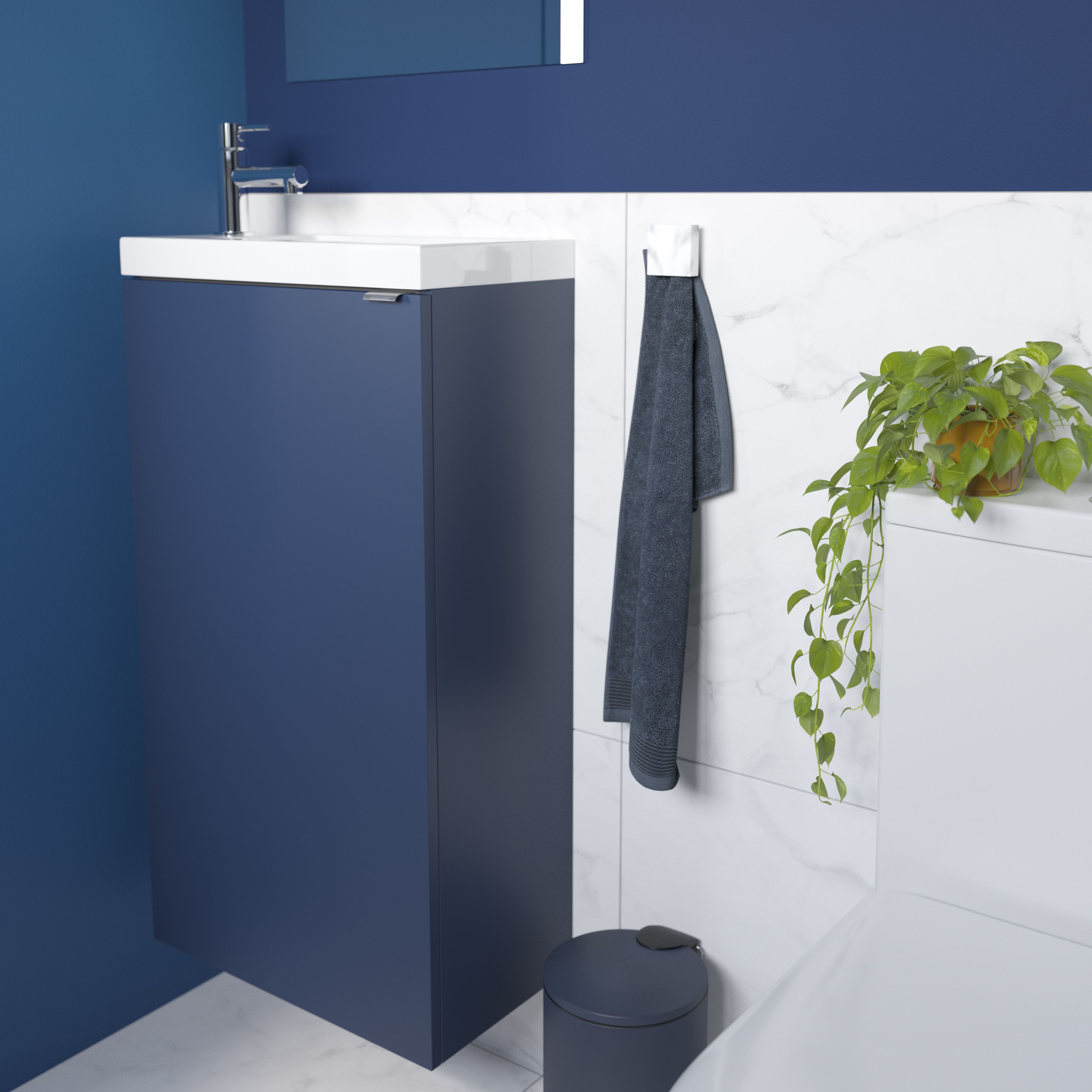 GoodHome Imandra Matt Blue Single Freestanding Bathroom Cloakroom unit (H) 790mm (W) 440mm