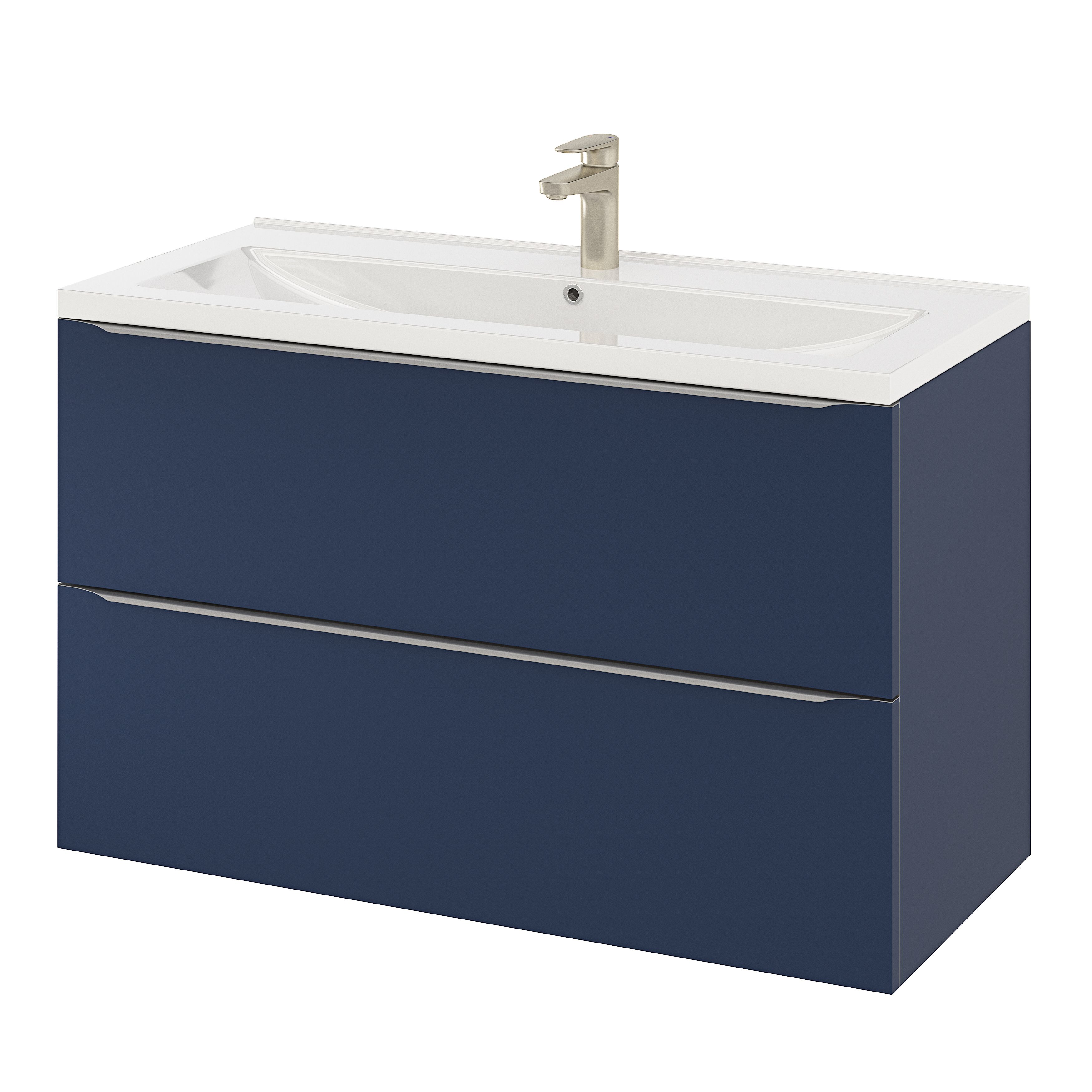 GoodHome Imandra Matt Blue Wall-mounted Bathroom Cabinet (H) 600mm (W) 1000mm