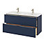 GoodHome Imandra Matt Blue Wall-mounted Bathroom Cabinet (H) 600mm (W) 1200mm