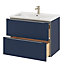 GoodHome Imandra Matt Blue Wall-mounted Bathroom Cabinet (H) 600mm (W) 800mm