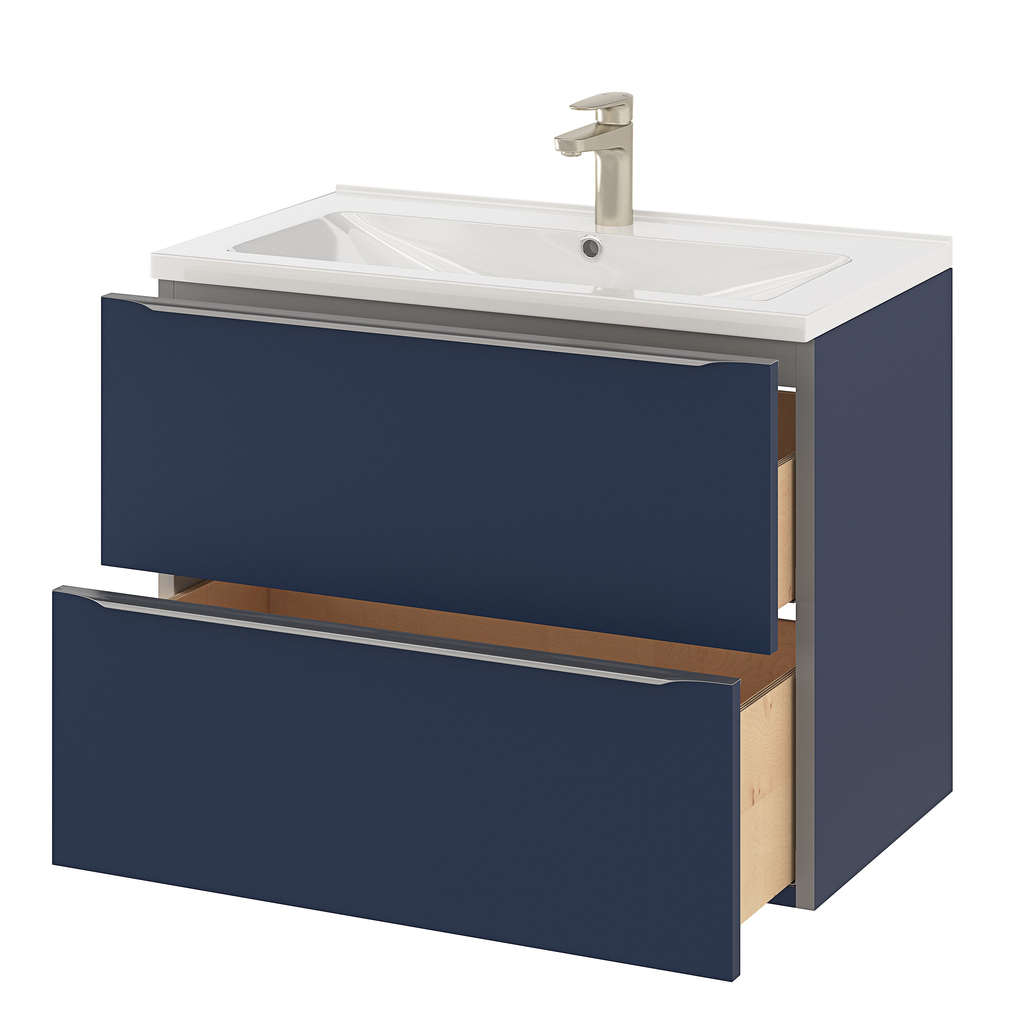 GoodHome Imandra Matt Blue Wall-mounted Bathroom Cabinet (H) 600mm (W) 800mm