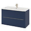 GoodHome Imandra Matt Blue Wall-mounted Bathroom Cabinet (H)60cm (W)100cm