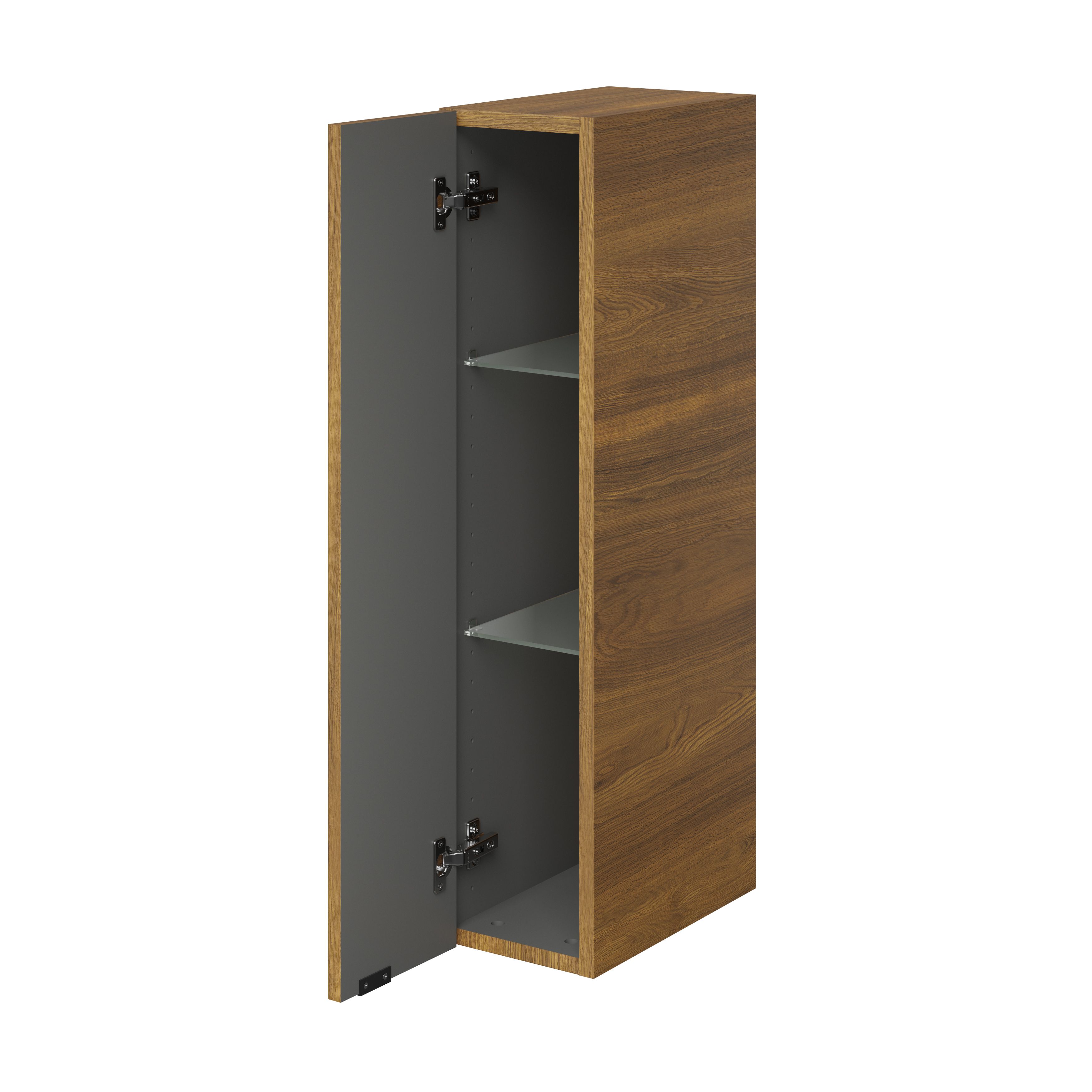 GoodHome Imandra Matt Walnut effect Single Slimline Wall Cabinet (W)200mm (H)900mm