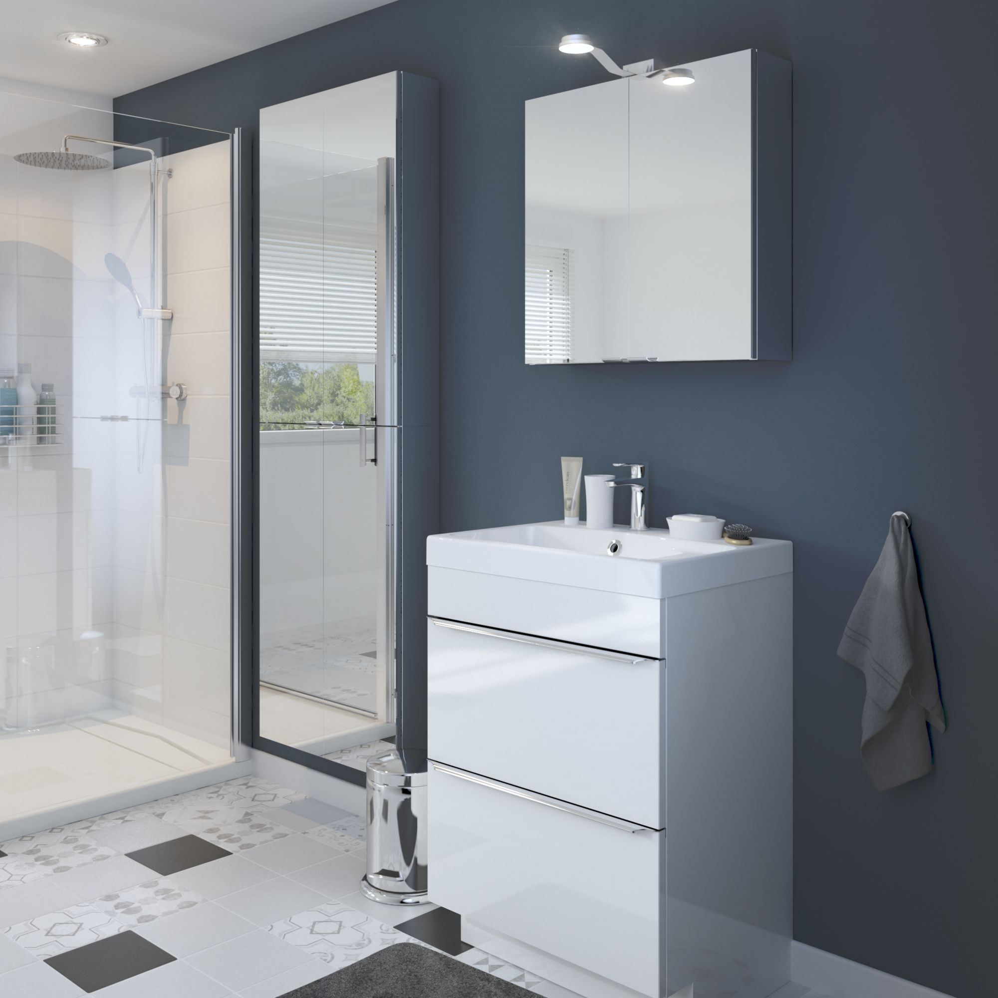 GoodHome Imandra Matt White Freestanding Vanity unit & basin set (W)604mm (H)600mm