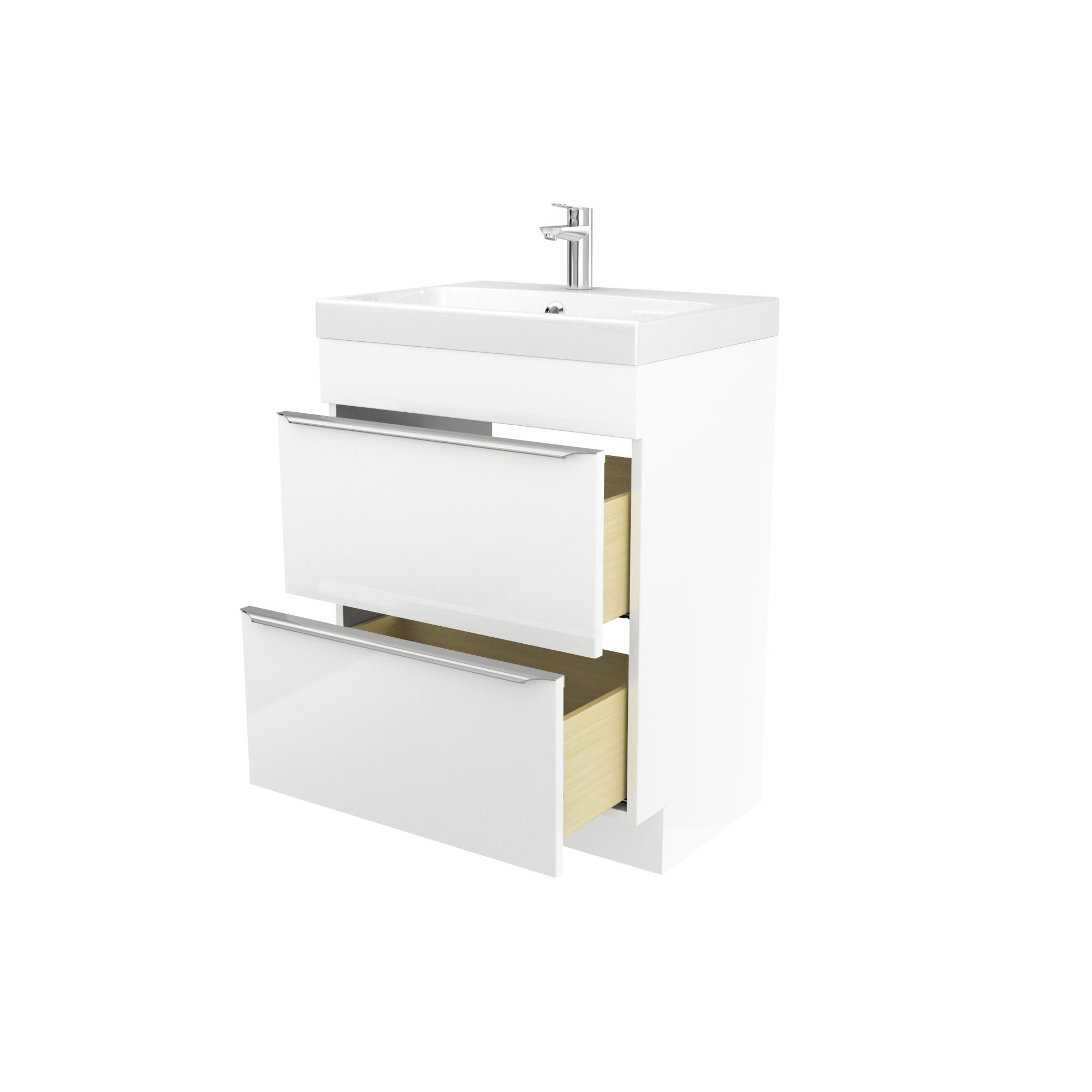 GoodHome Imandra Matt White Freestanding Vanity unit & basin set (W)604mm (H)600mm