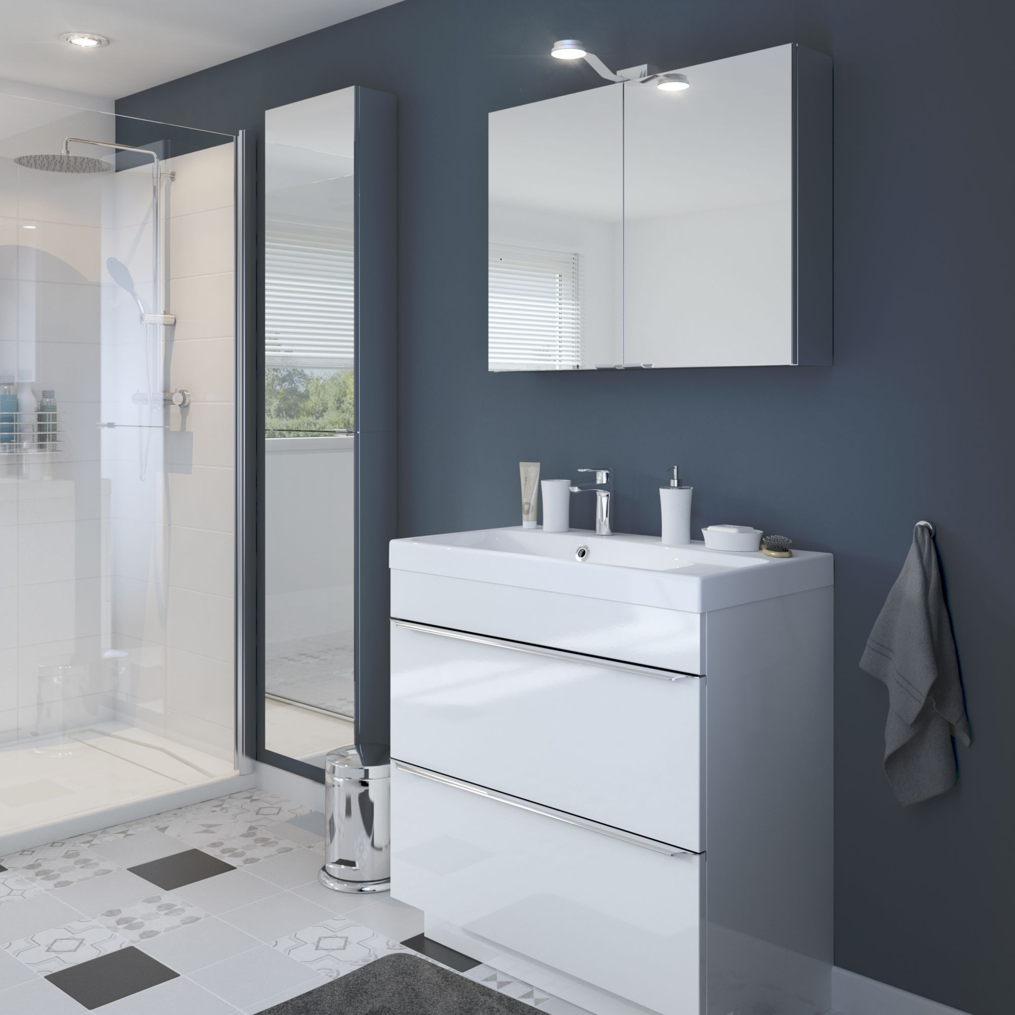 GoodHome Imandra Matt White Freestanding Vanity unit & basin set (W)804mm (H)850mm