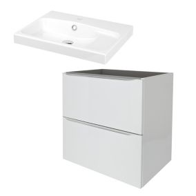 GoodHome Imandra & Mila White Wall-mounted Vanity unit & basin set (W)604mm