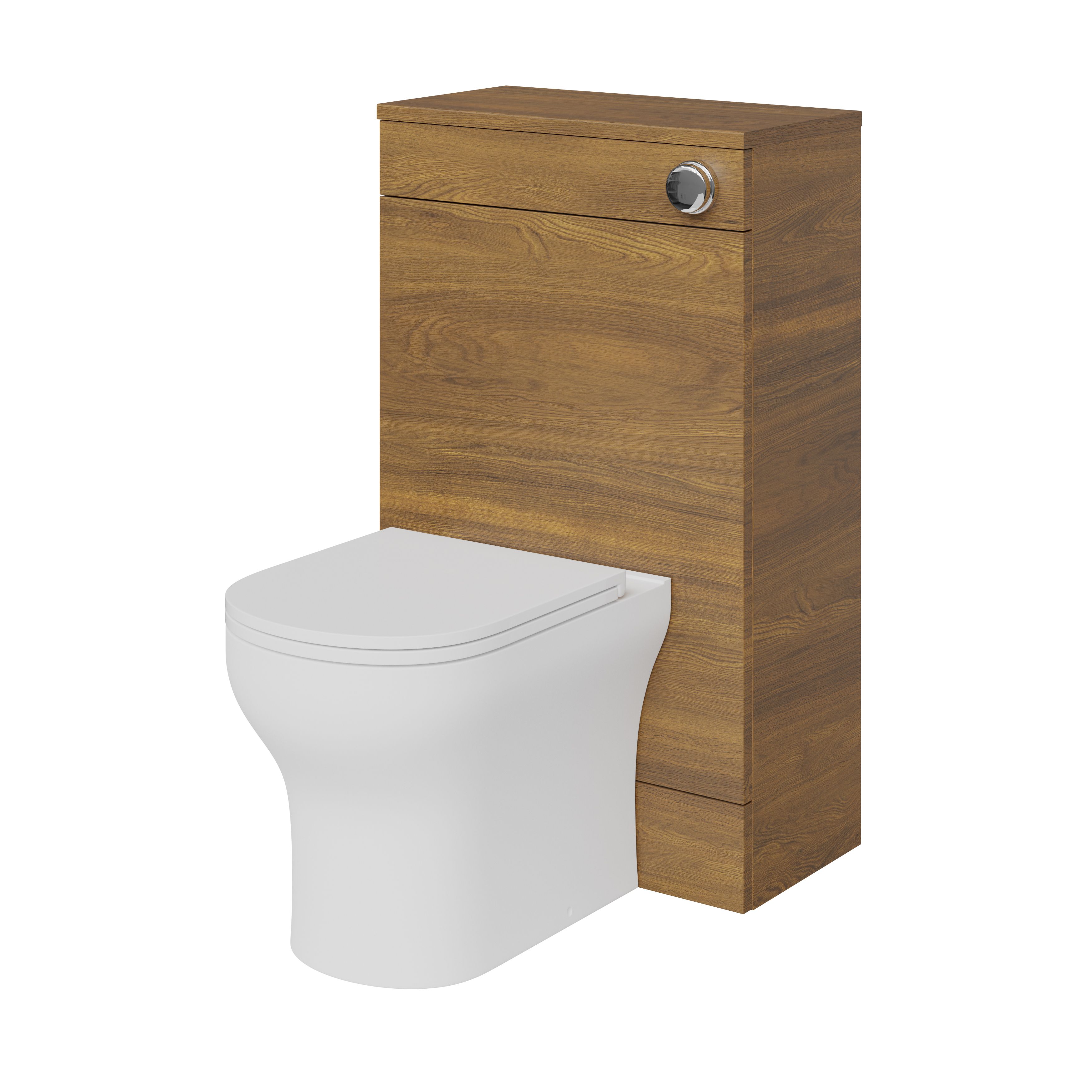 GoodHome Imandra Modern Walnut effect Freestanding Toilet cabinet (H)840mm x (W)500mm