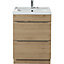 GoodHome Imandra Natural Oak effect Bathroom Cabinet (H) 820mm (W) 600mm