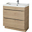 GoodHome Imandra Natural Oak effect Bathroom Cabinet (H) 820mm (W) 800mm