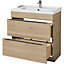 GoodHome Imandra Natural Oak effect Bathroom Cabinet (H)82cm (W)80cm