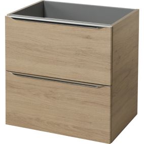 GoodHome Imandra Natural Oak effect Wall-mounted Bathroom Vanity unit (H) 600mm (W) 600mm