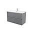 GoodHome Imandra & Nira Grey Wall-mounted Vanity unit & basin set (W)1004mm