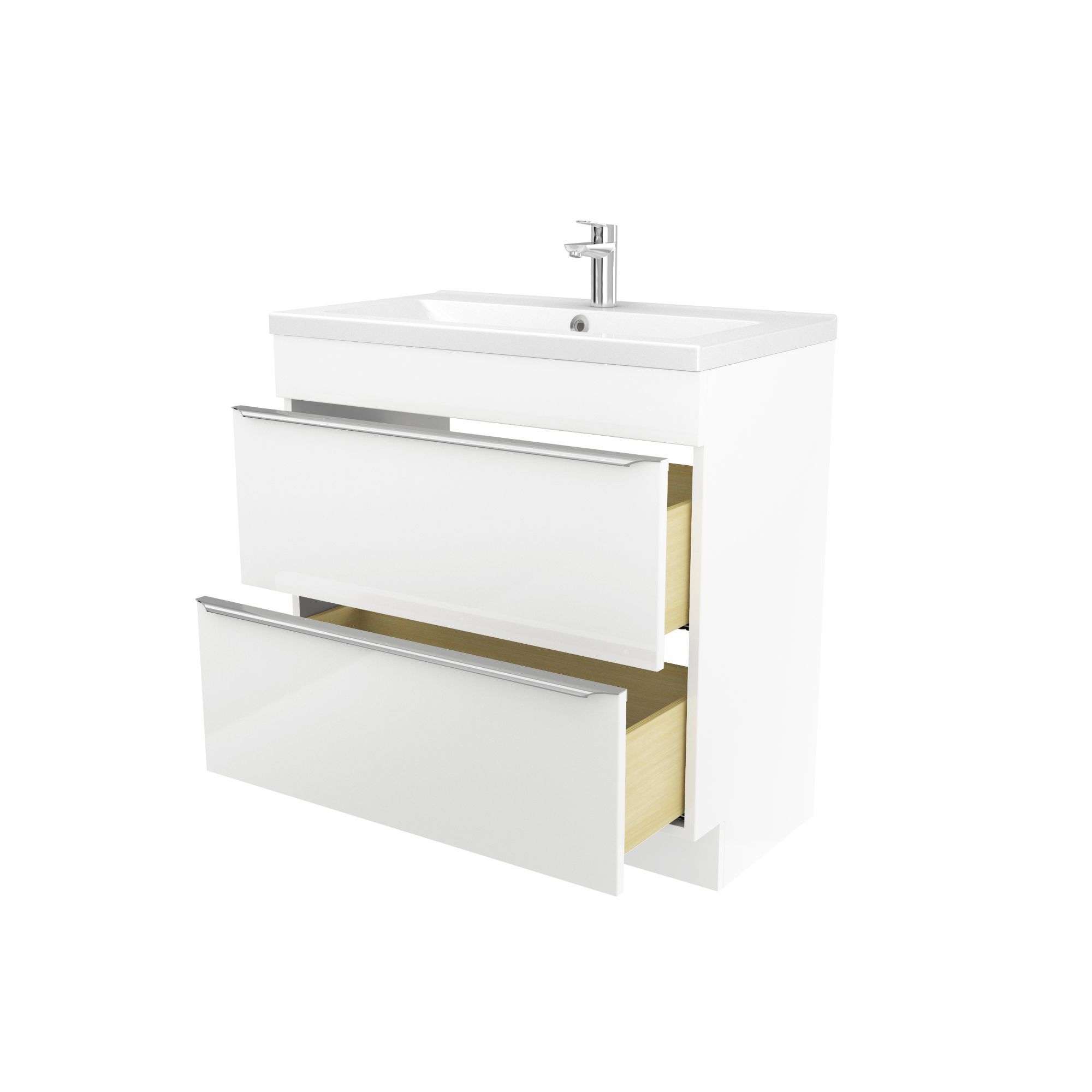 GoodHome Imandra & Nira White Freestanding Vanity Unit & Basin Set (W ...