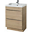 GoodHome Imandra Oak effect Freestanding Vanity & basin Cabinet (W)600mm (H)820mm