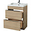 GoodHome Imandra Oak effect Freestanding Vanity & basin Cabinet (W)600mm (H)820mm