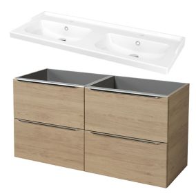GoodHome Imandra Oak effect Freestanding Vanity unit & basin set - Includes Lana basin (W)1204mm