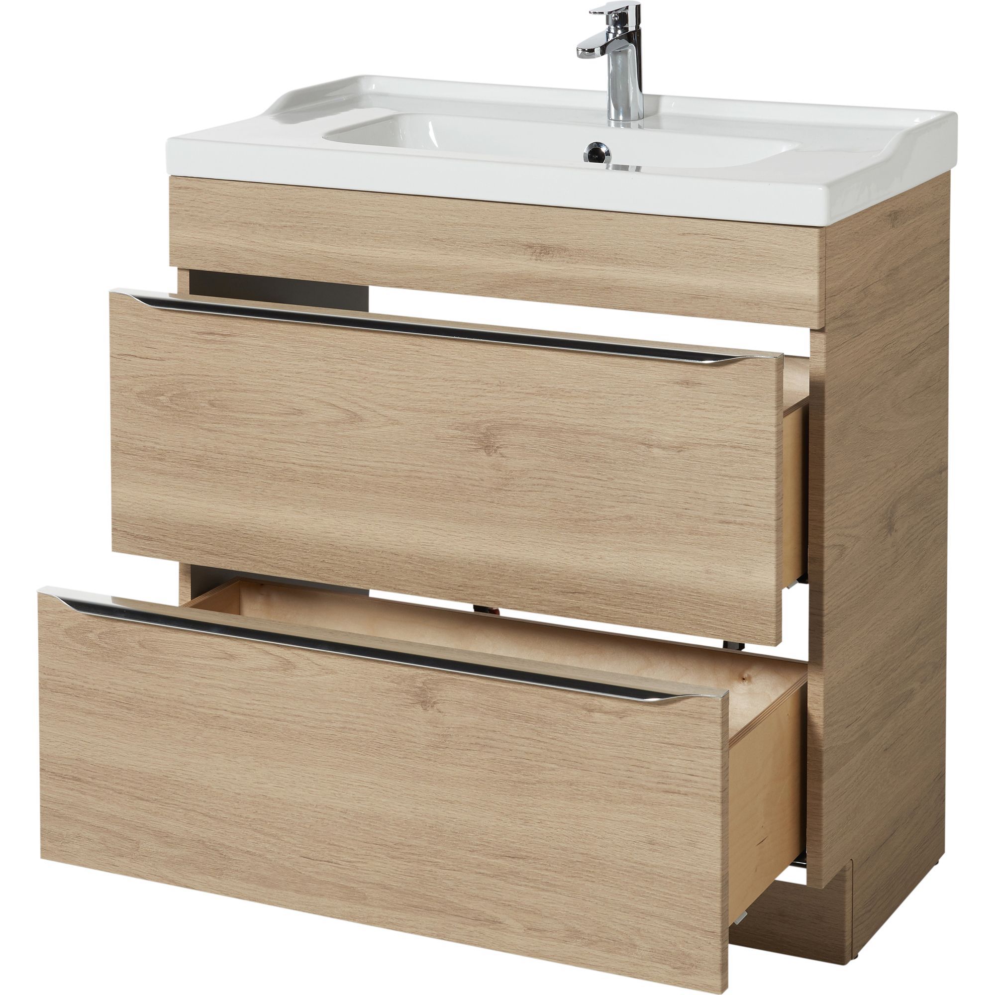 GoodHome Imandra Oak effect Freestanding Vanity unit & basin set - Includes Lana basin (W)804mm
