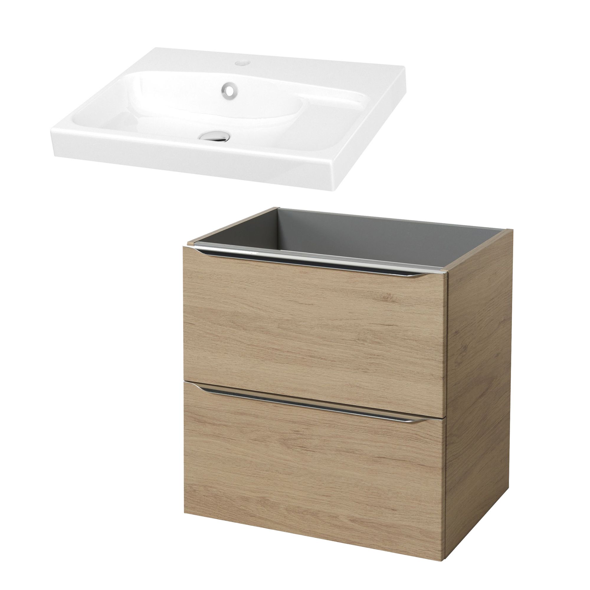 GoodHome Imandra Oak effect Freestanding Vanity unit & basin set - Includes Mila basin (W)604mm