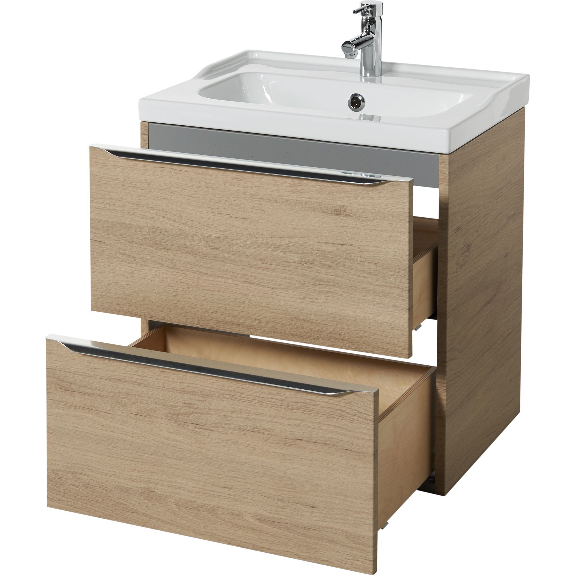 GoodHome Imandra Oak effect Freestanding Vanity unit & basin set - Includes Mila basin (W)604mm