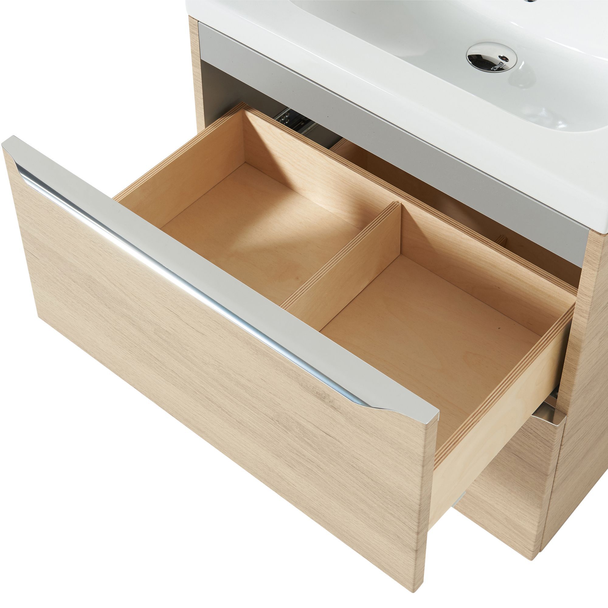 GoodHome Imandra Oak effect Freestanding Vanity unit & basin set - Includes Mila basin (W)604mm