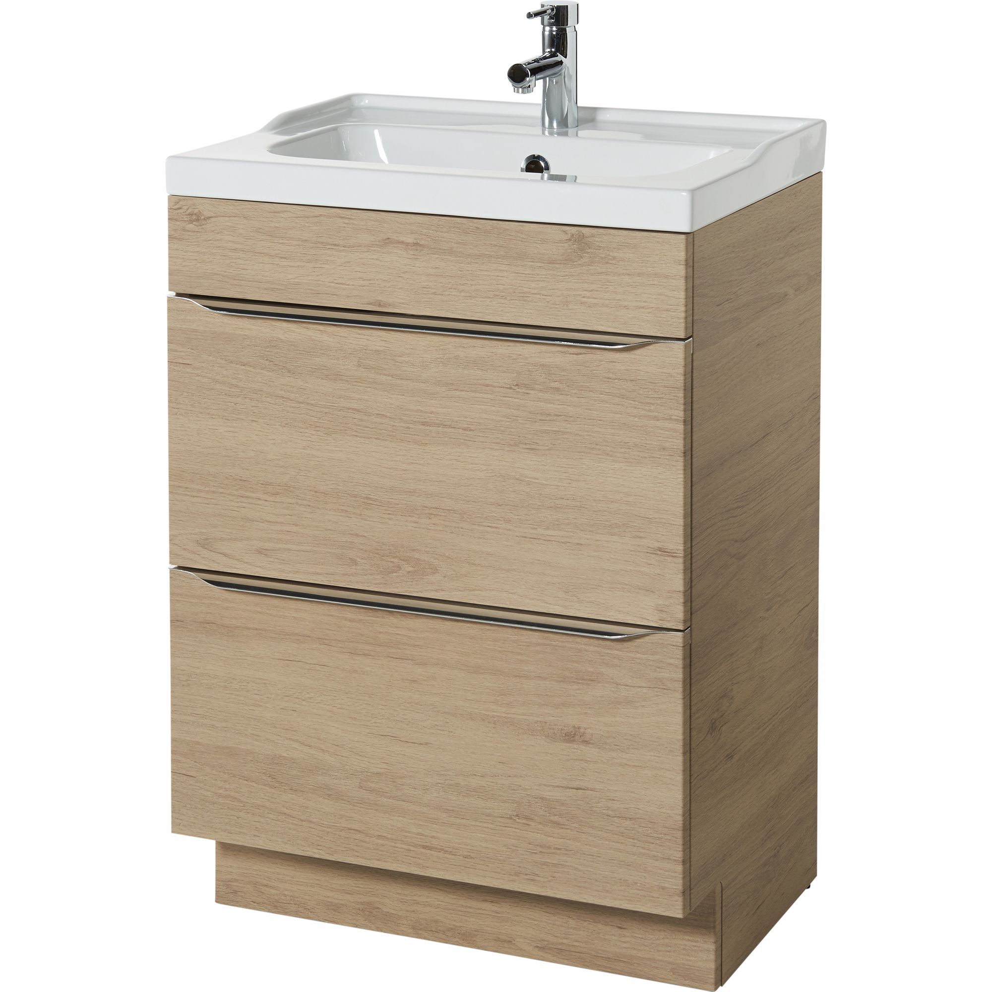 GoodHome Imandra Oak effect Freestanding Vanity unit & basin set (W)604mm