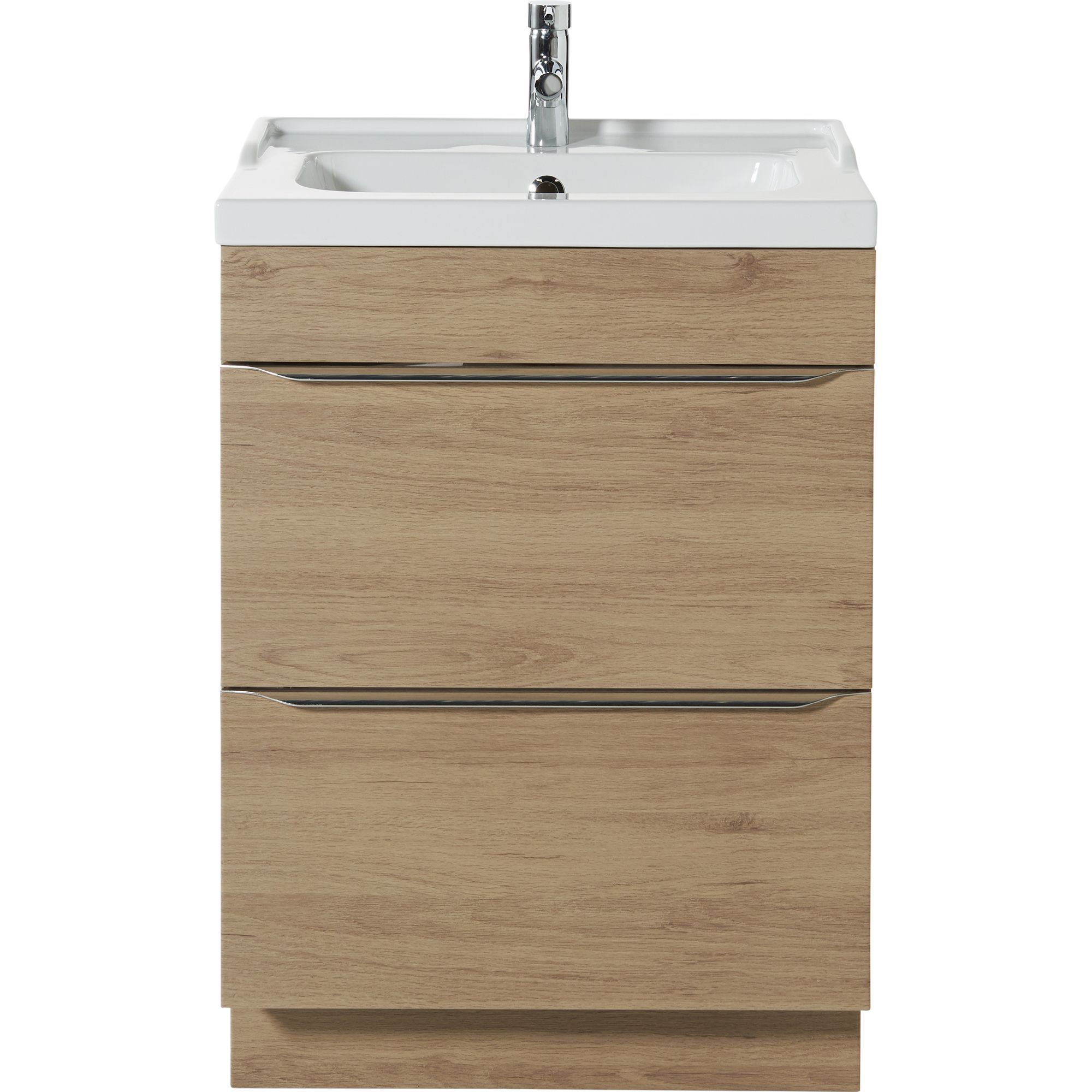 GoodHome Imandra Oak effect Freestanding Vanity unit & basin set (W)604mm