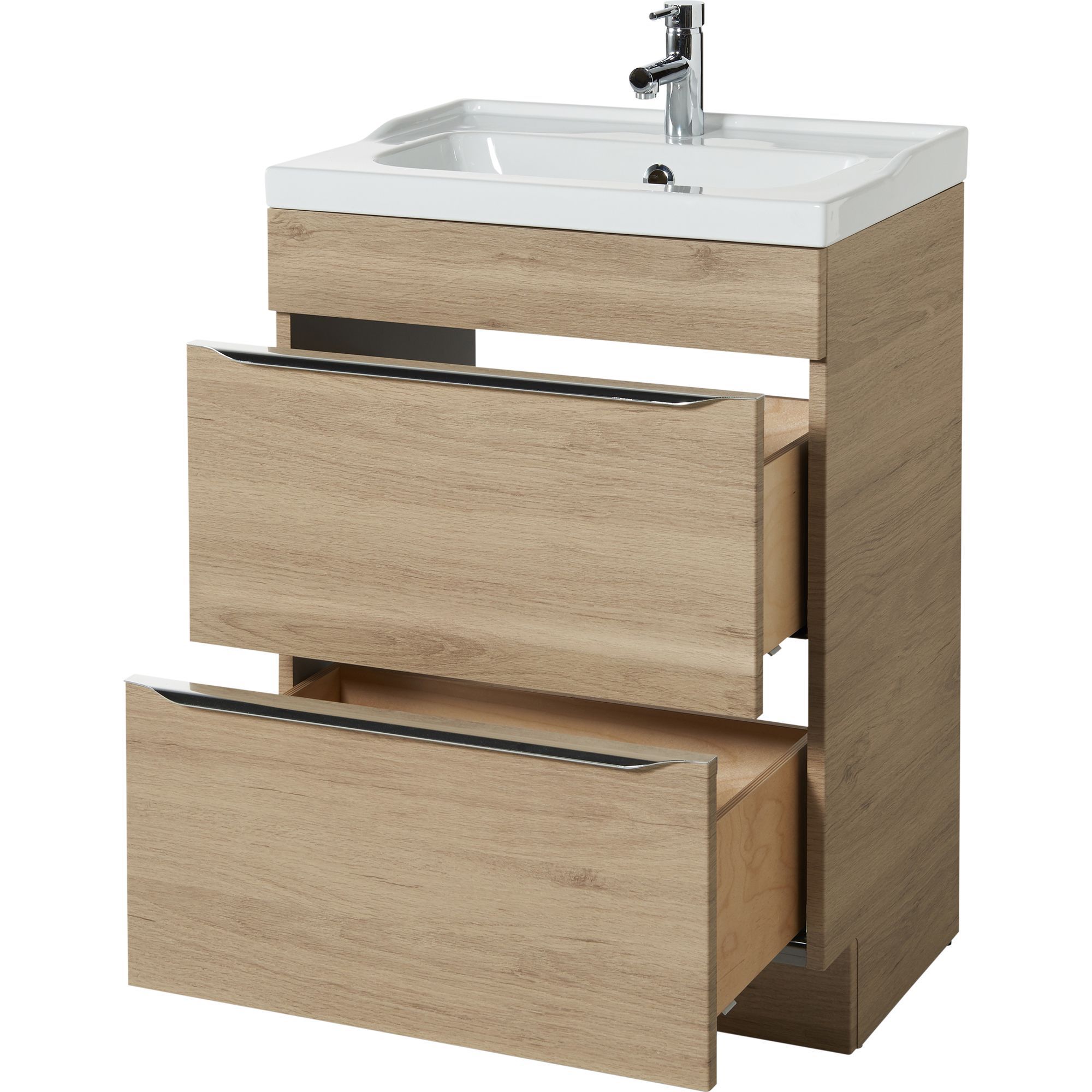 GoodHome Imandra Oak effect Freestanding Vanity unit & basin set (W)604mm