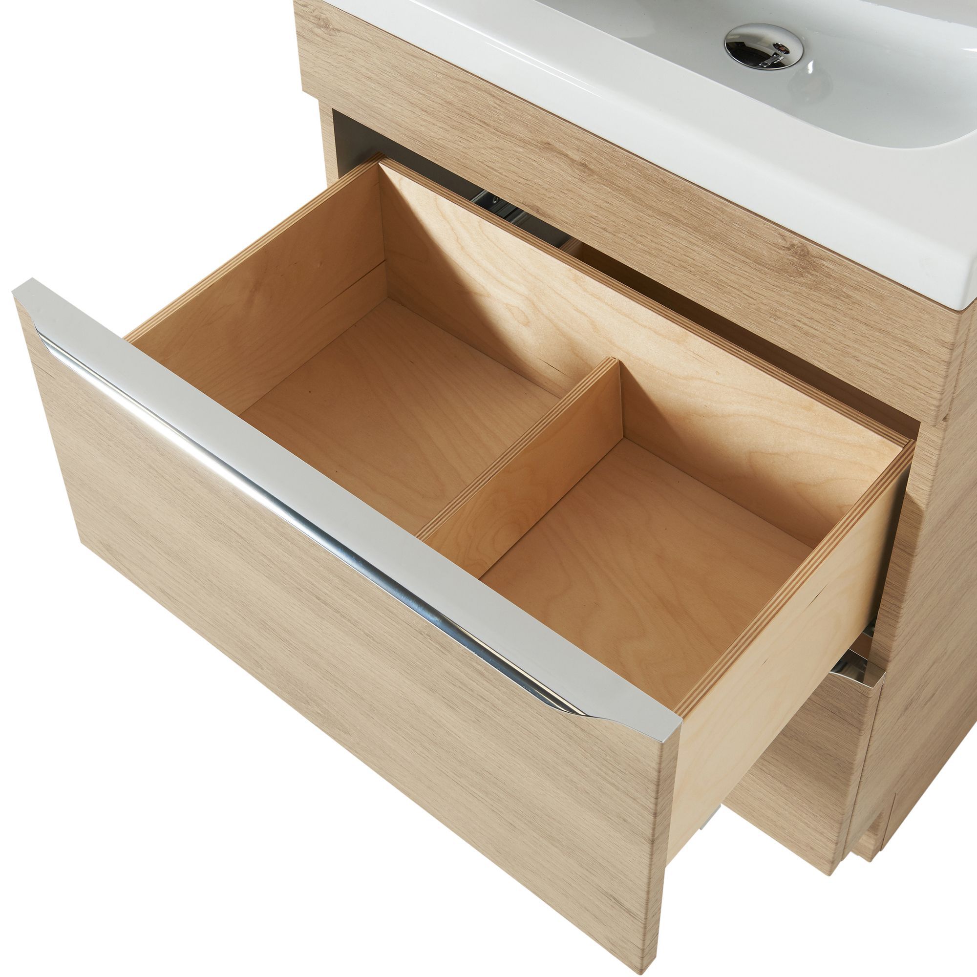 GoodHome Imandra Oak effect Freestanding Vanity unit & basin set (W)604mm