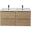 GoodHome Imandra Oak effect Vanity & basin Cabinet (W)1200mm (H)600mm
