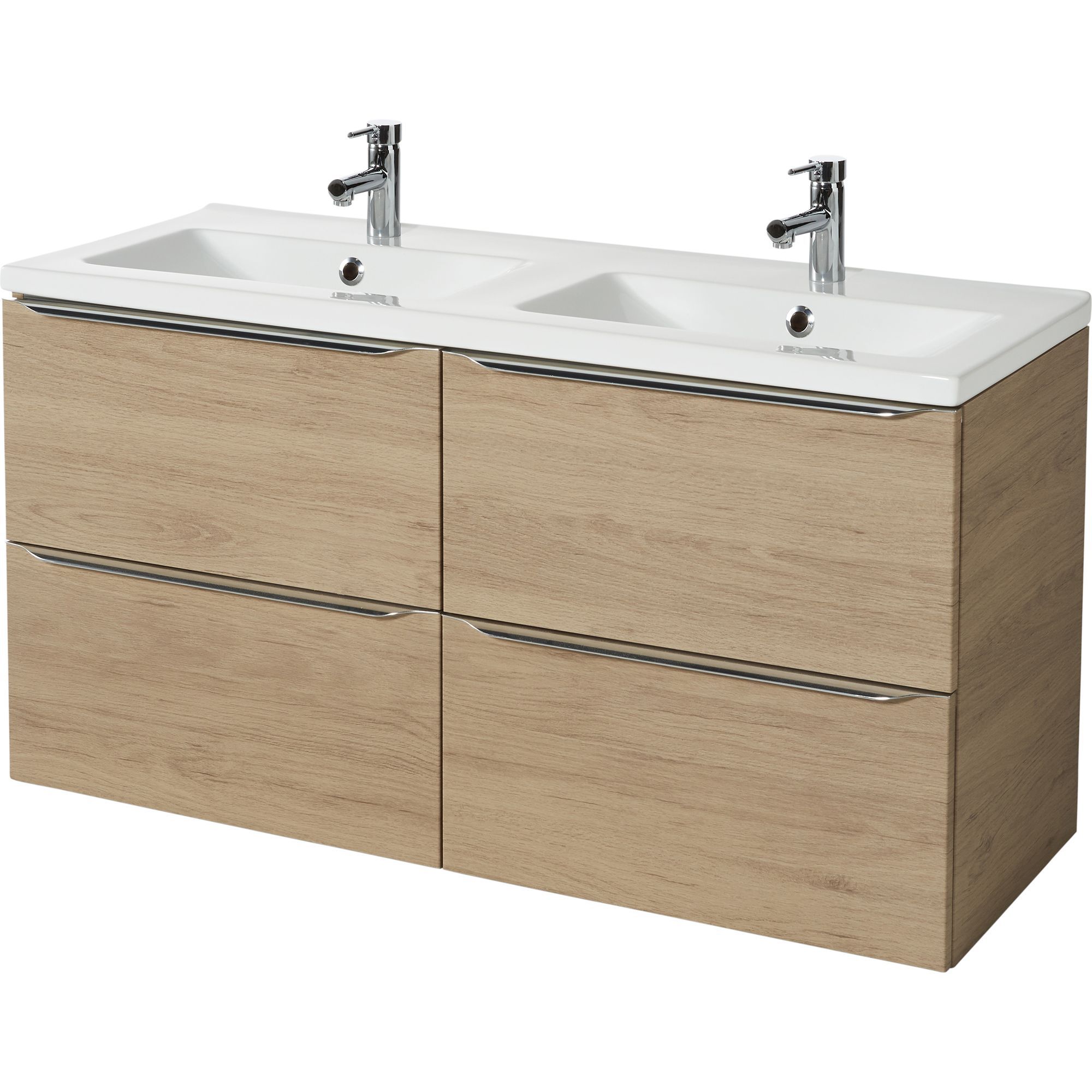 GoodHome Imandra Oak effect Wall-mounted Vanity unit & basin set - Includes Mila basin (W)1204mm