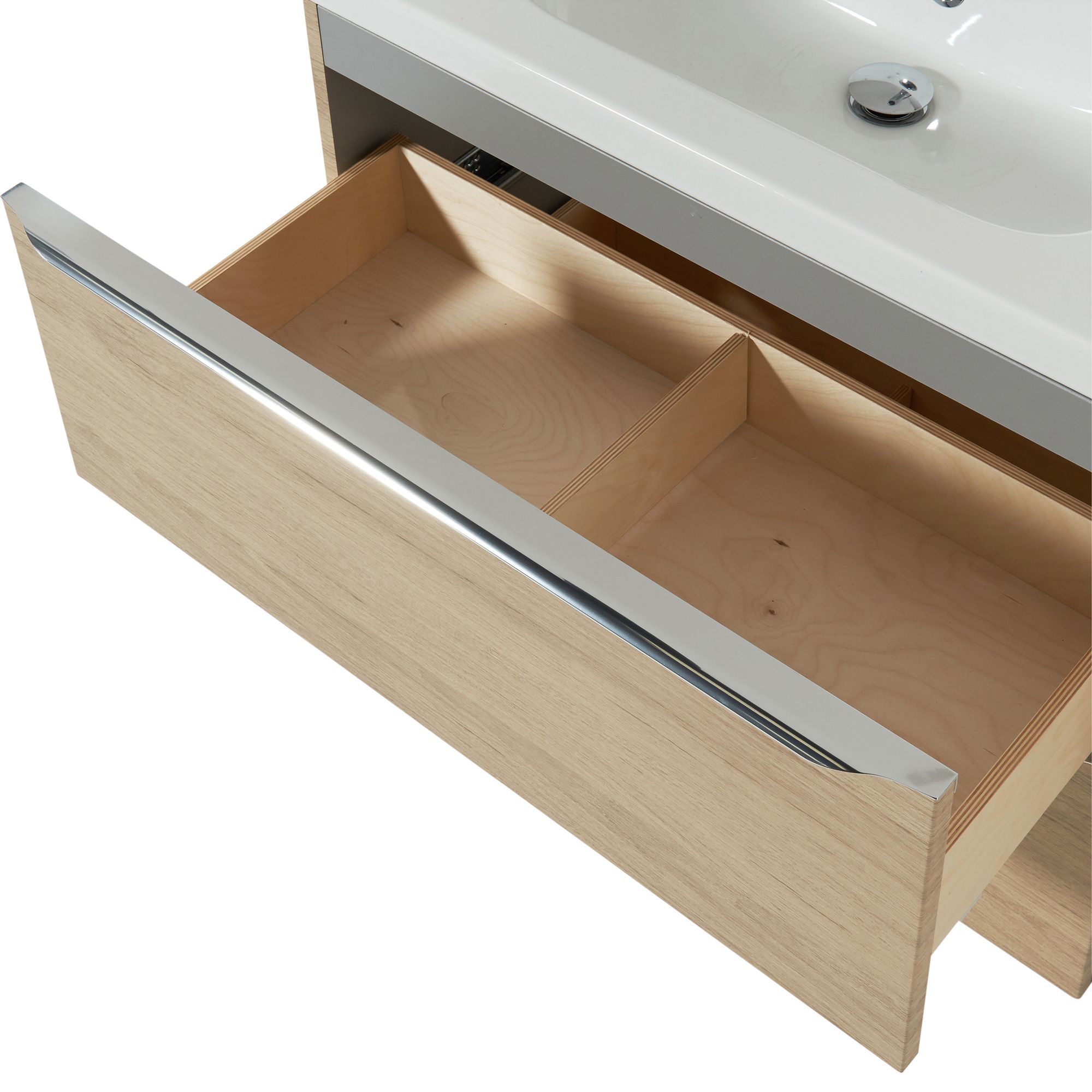 GoodHome Imandra Oak effect Wall-mounted Vanity unit & basin set - Includes Mila basin (W)804mm