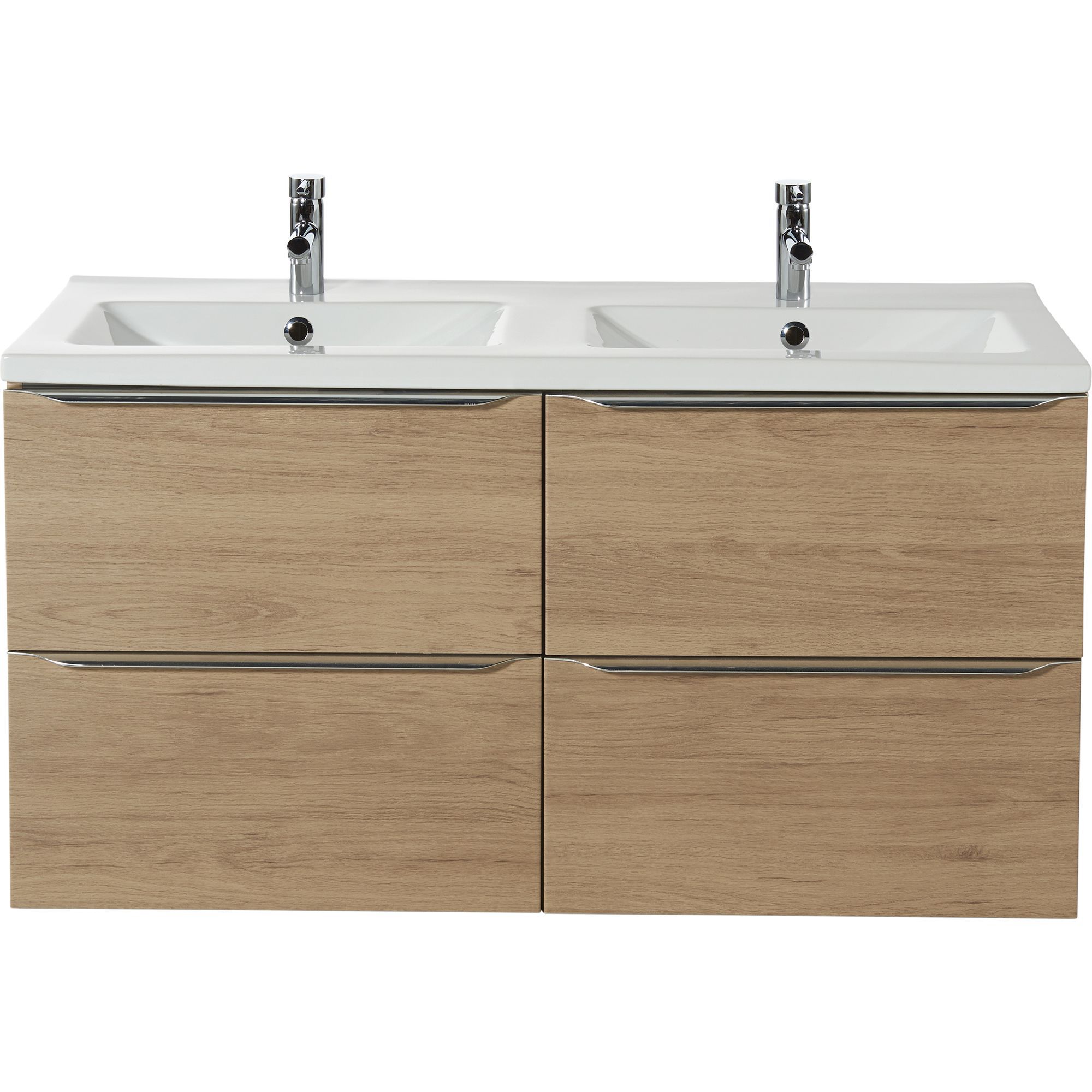 GoodHome Imandra Oak effect Wall-mounted Vanity unit & basin set - Includes Nira basin (W)1204mm