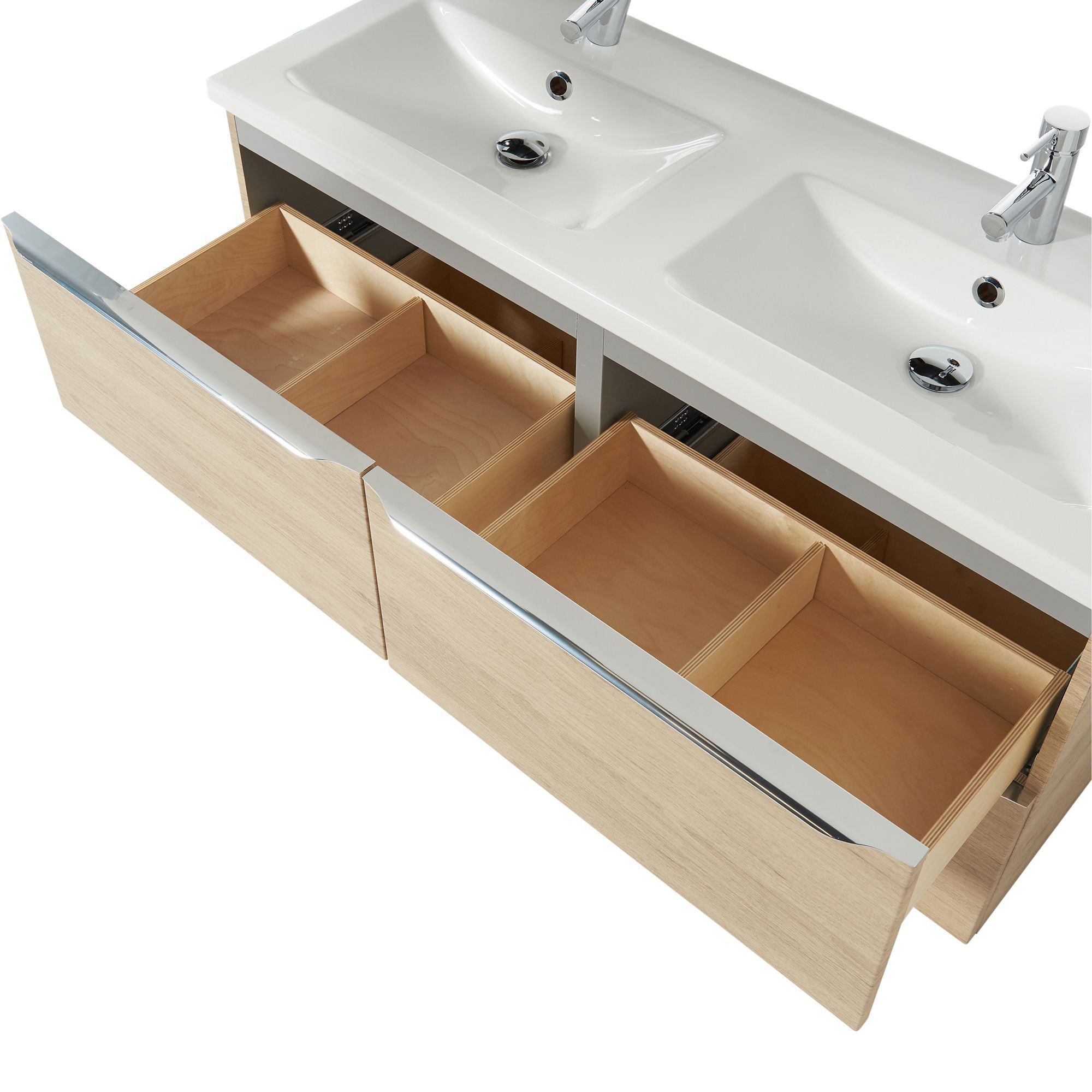 GoodHome Imandra Oak effect Wall-mounted Vanity unit & basin set - Includes Nira basin (W)1204mm