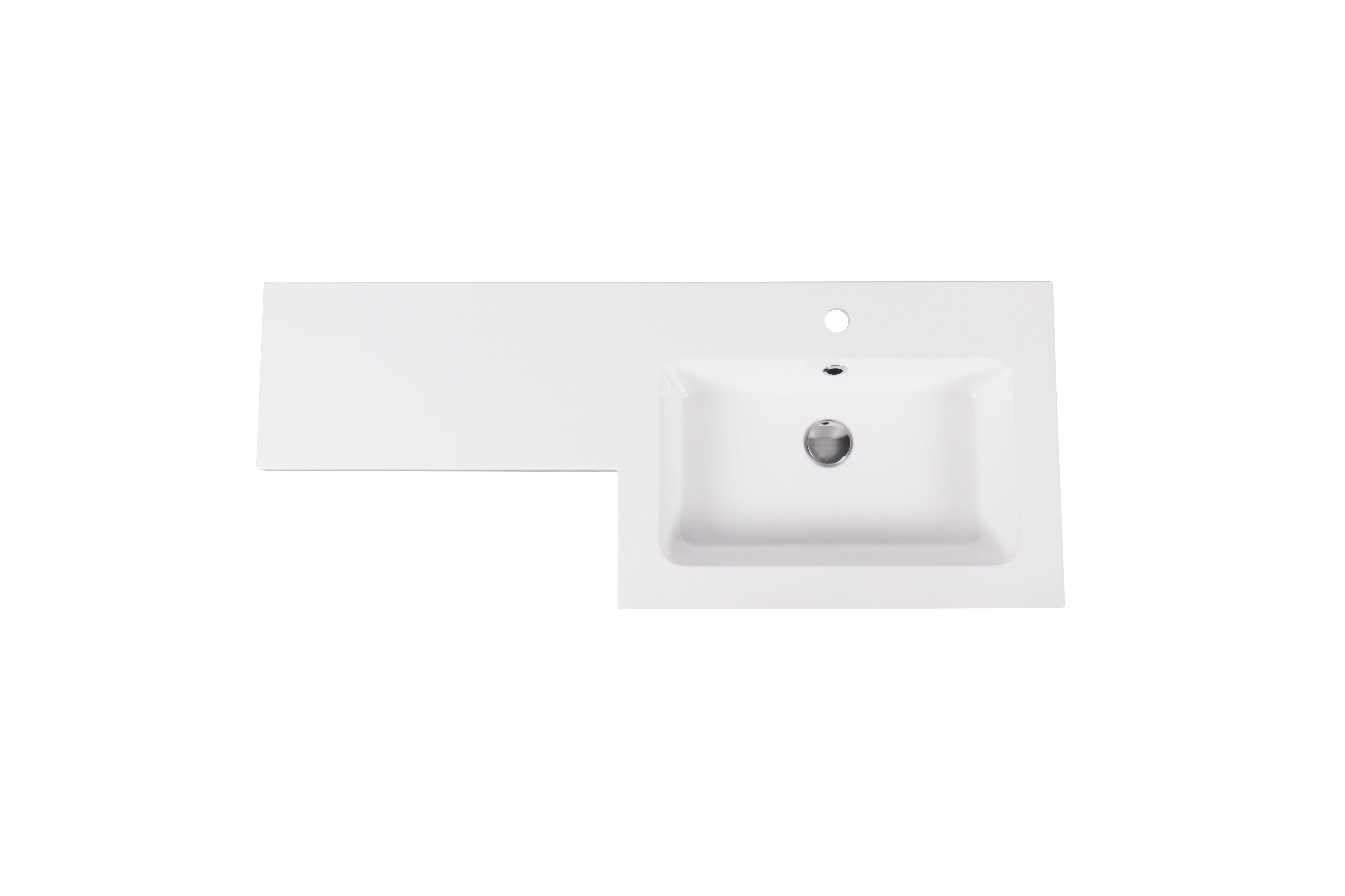 GoodHome Imandra RH Gloss White P-shaped Vanity Basin (W)110.4cm