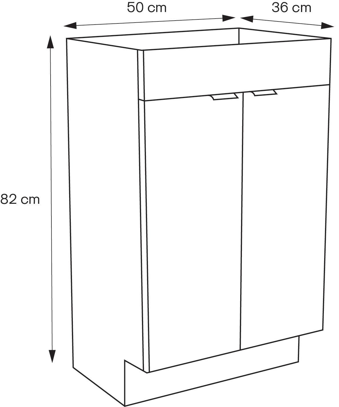 GoodHome Imandra Slimline Gloss Grey Double Bathroom Cabinet (H) 820mm (W) 500mm