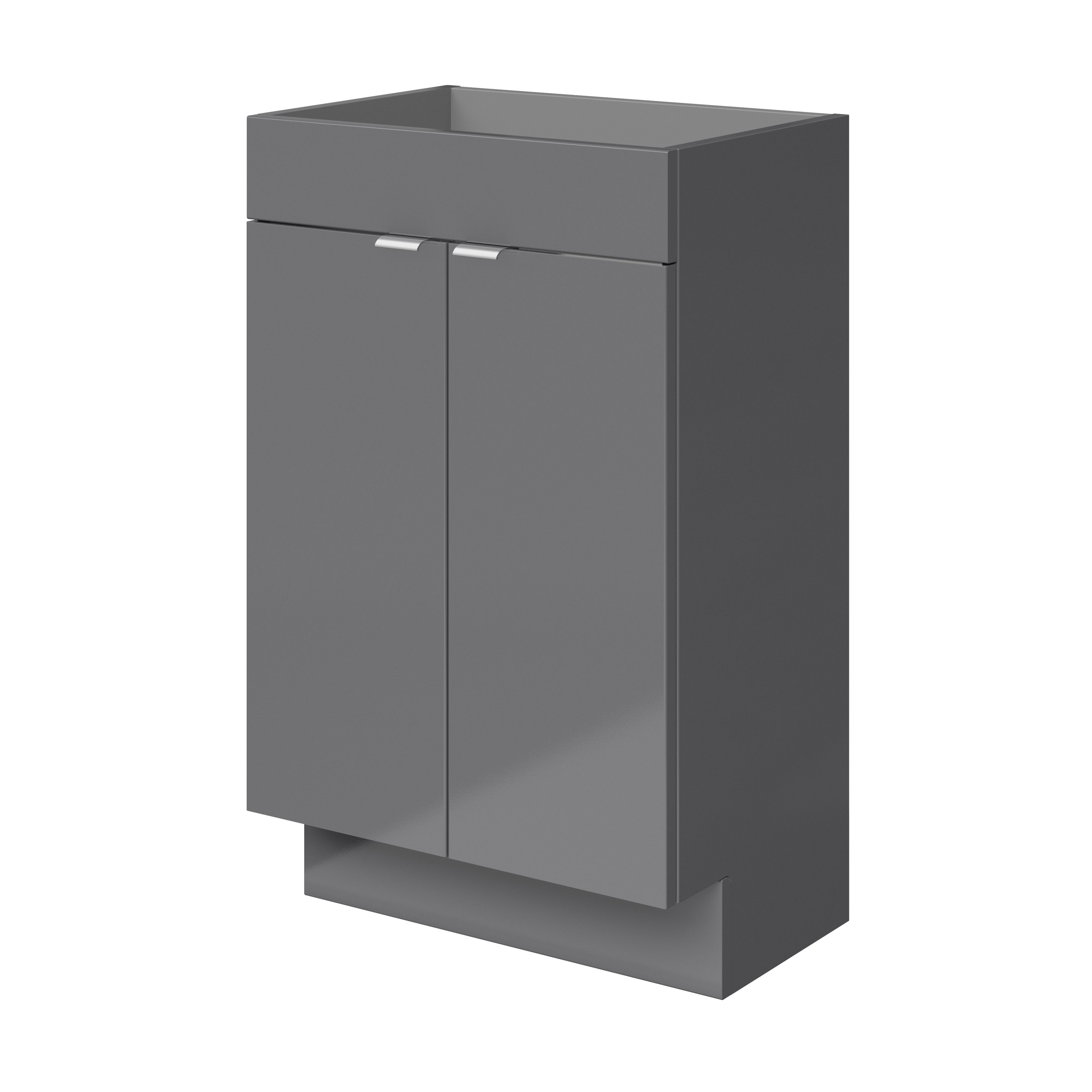 GoodHome Imandra Slimline Gloss Grey Double Bathroom Cabinet (H) 820mm (W) 500mm