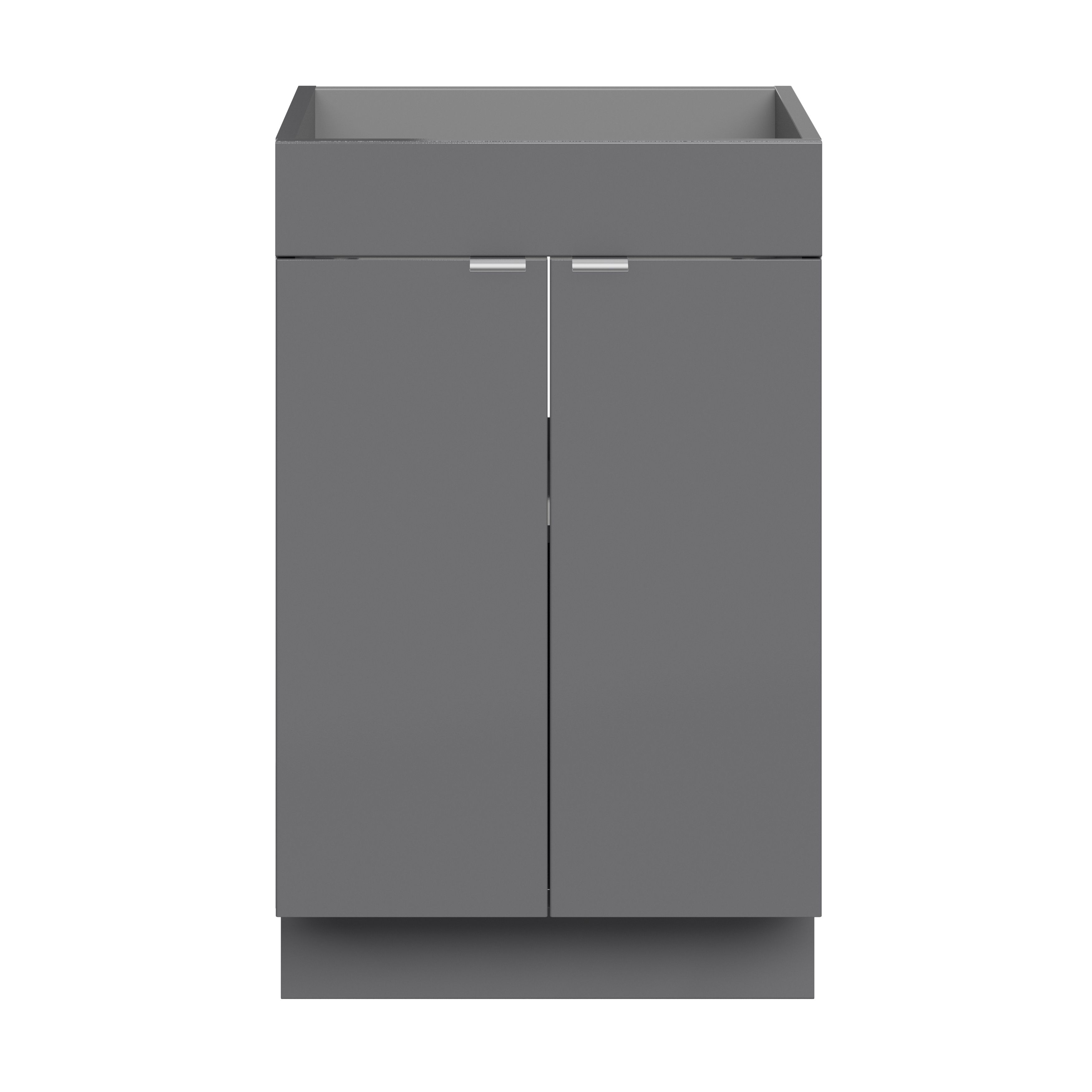 GoodHome Imandra Slimline Gloss Grey Double Bathroom Cabinet (H) 820mm (W) 500mm