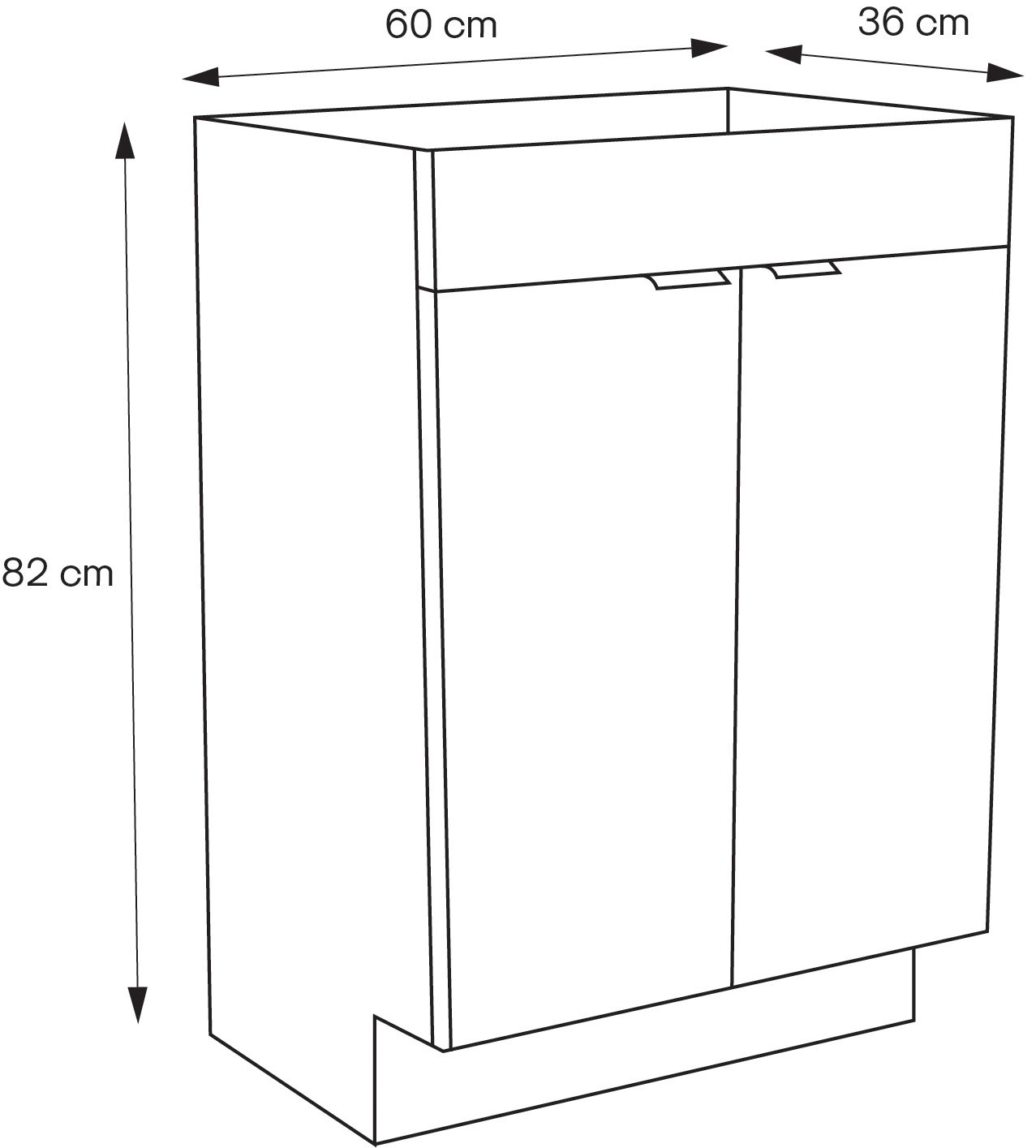GoodHome Imandra Slimline Gloss Grey Double Bathroom Cabinet (H) 820mm (W) 600mm