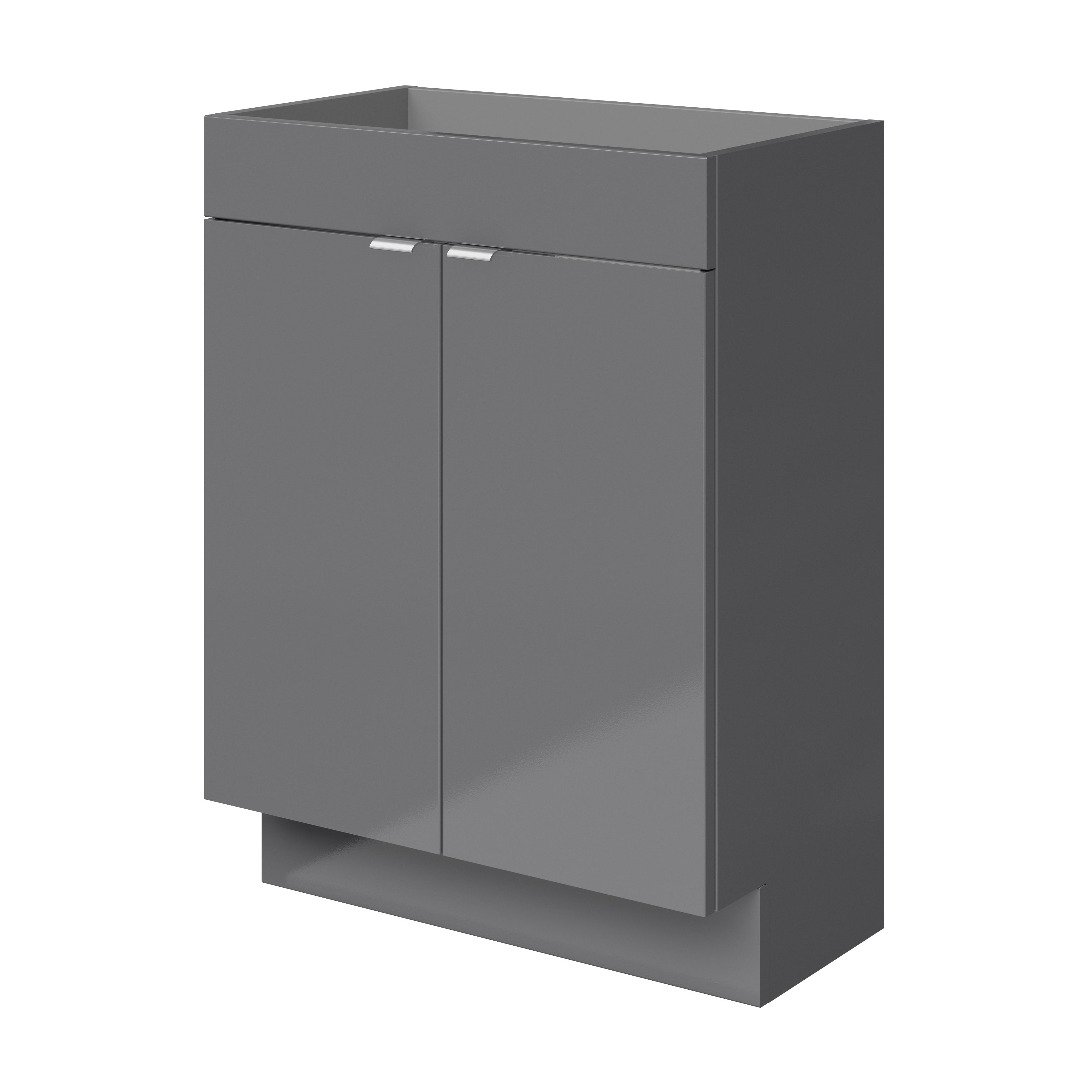 GoodHome Imandra Slimline Gloss Grey Double Bathroom Cabinet (H) 820mm (W) 600mm