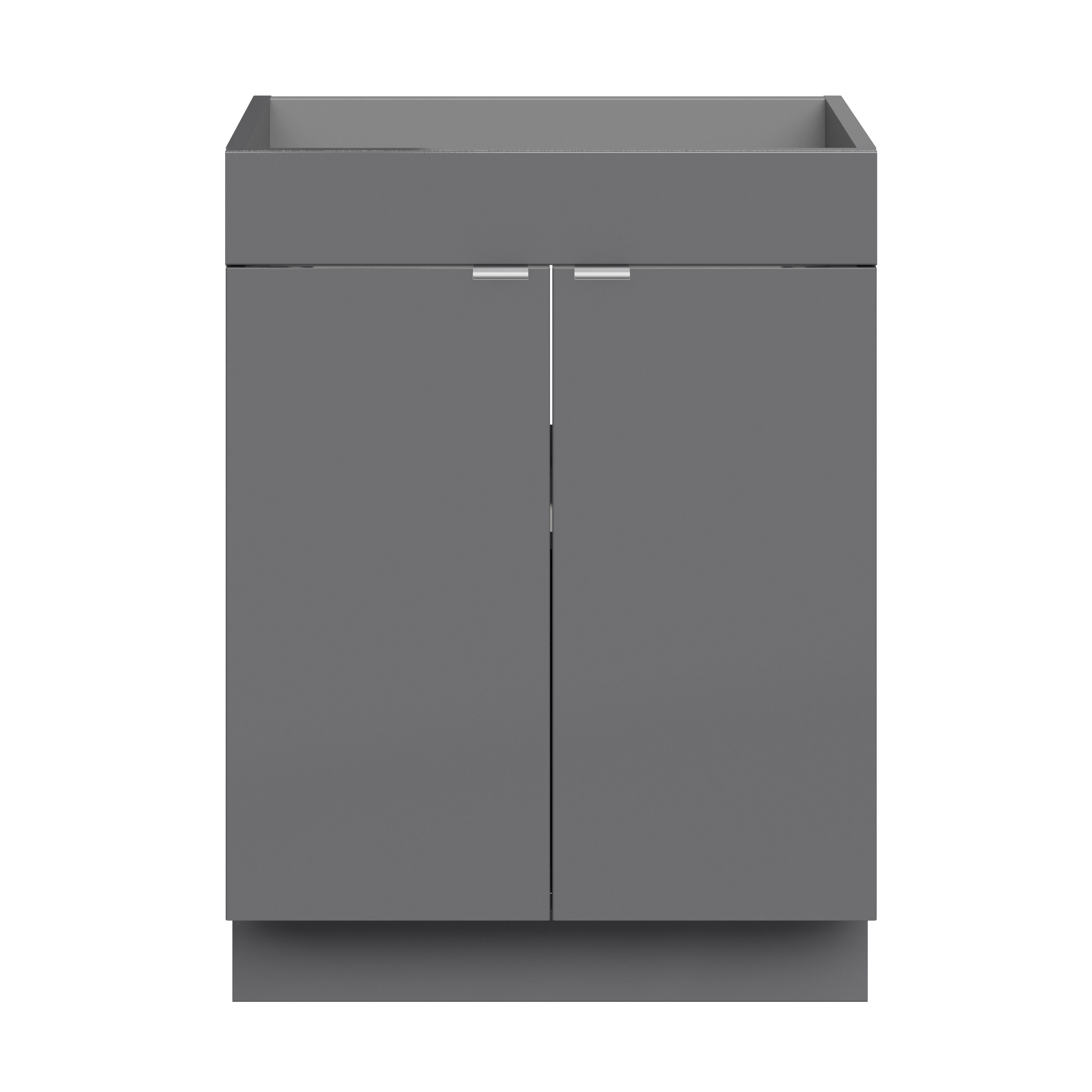 GoodHome Imandra Slimline Gloss Grey Double Bathroom Cabinet (H) 820mm (W) 600mm