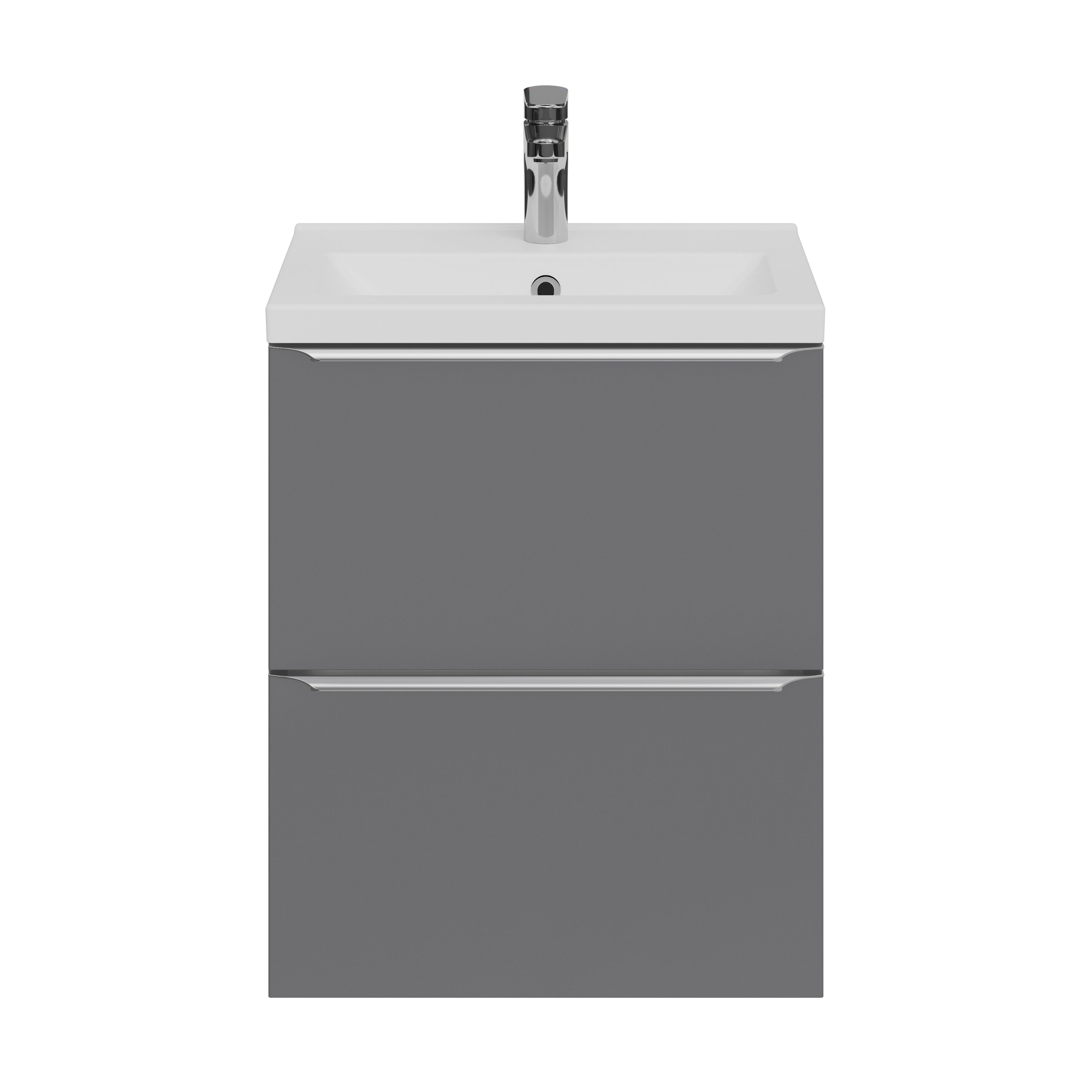 GoodHome Imandra Slimline Gloss Grey Wall-mounted Bathroom Cabinet (H) 600mm (W) 500mm