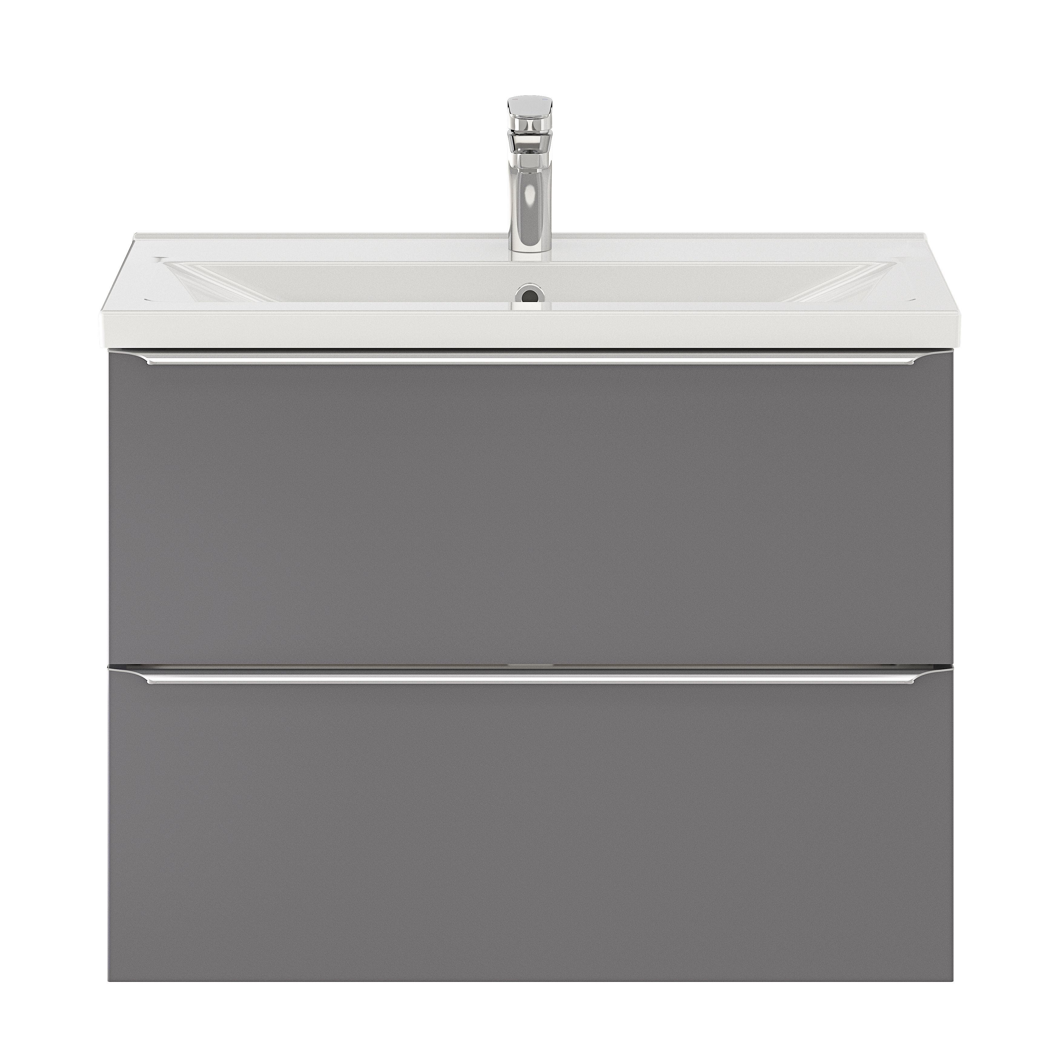 GoodHome Imandra Slimline Gloss Grey Wall-mounted Bathroom Cabinet (H) 600mm (W) 800mm