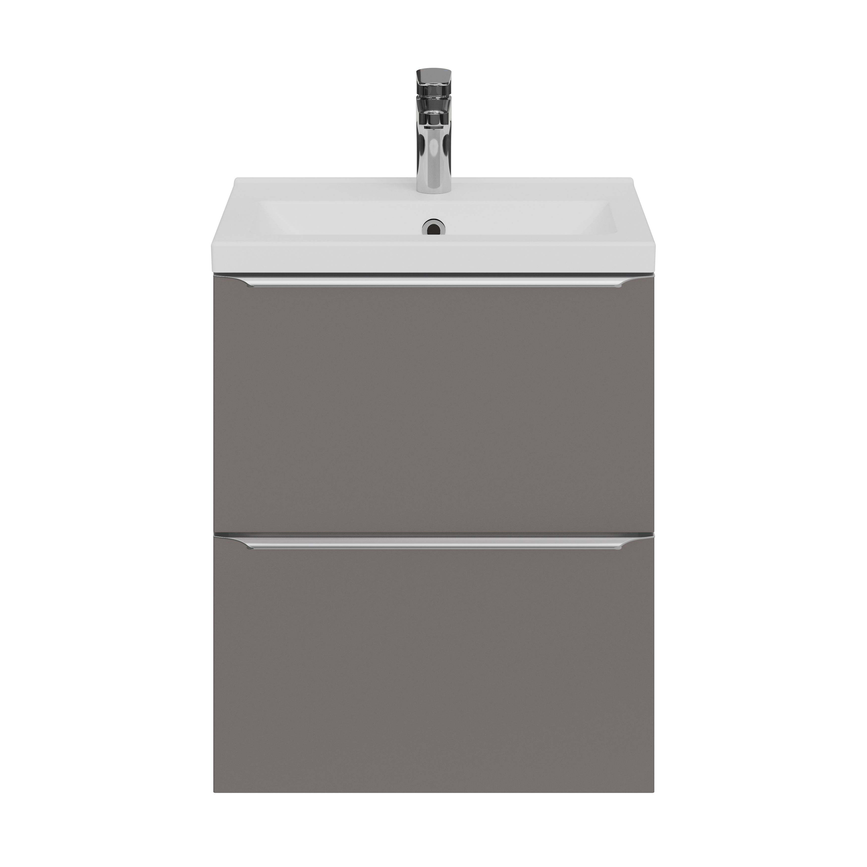 GoodHome Imandra Slimline Gloss Warm Grey Wall-mounted Bathroom Cabinet (H) 600mm (W) 500mm
